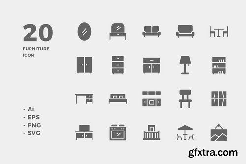 Furniture Icons (Solid, Lineal Color, Line, Flat)