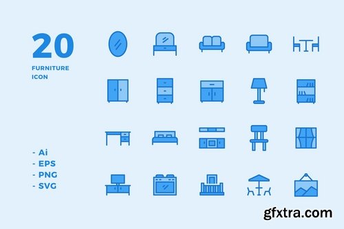 Furniture Icons (Solid, Lineal Color, Line, Flat)