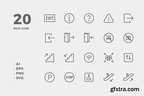 Sign Icons (Solid, Lineal Color, Line, Flat)