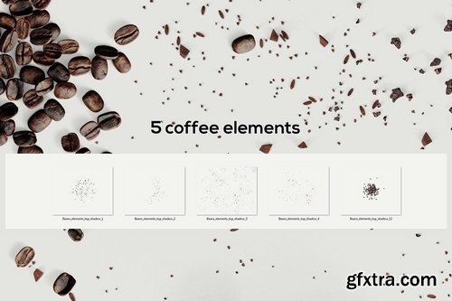 60 Coffee Beans - PNG Shapes & Objects