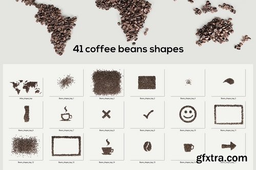 60 Coffee Beans - PNG Shapes & Objects