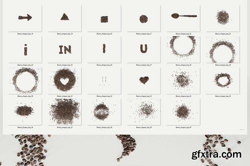 60 Coffee Beans - PNG Shapes & Objects