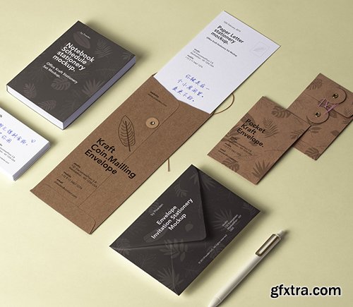 Psd Kraft Stationery Set Mockup