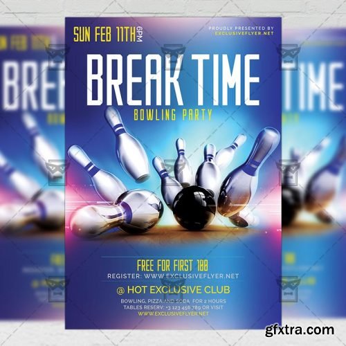 Break Time Flyer - Bowling A5 Template