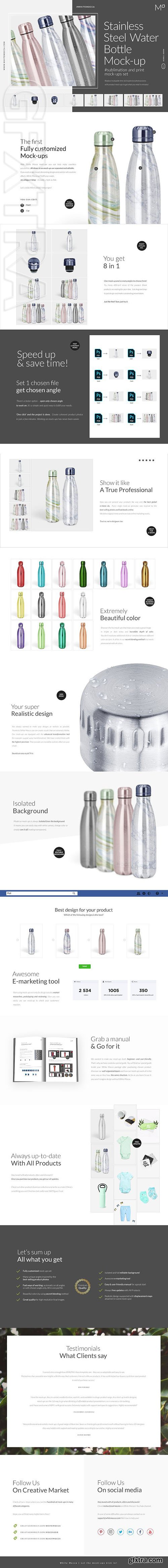 CreativeMarket - Stainless Steel Water Bottle Mock-up 3406555