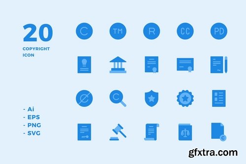 Copyright Icons (Flat, Line, Lineal Color, Solid)