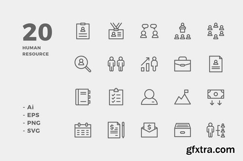 Human Resource Icons (Solid, Line, Lineal Color, Flat)