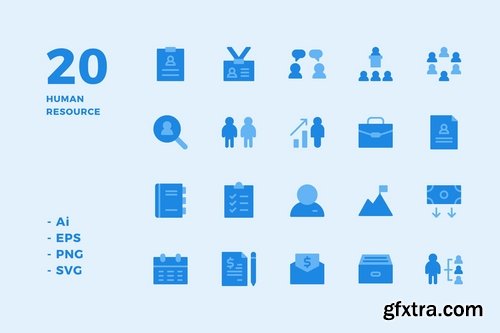 Human Resource Icons (Solid, Line, Lineal Color, Flat)