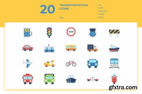 Transportation Icons (Solid, Line, Lineal Color, Flat)