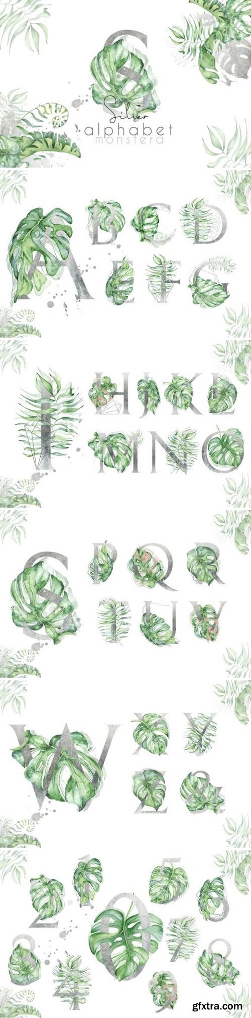 CM - Silver Monstera - tropical alphabet 3477637