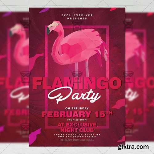 Flamingo Night Flyer - Club A5 Template