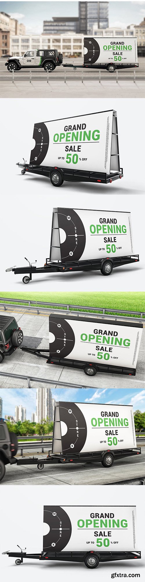 Mobile Billboard Trailer Advertising Sign Mockup