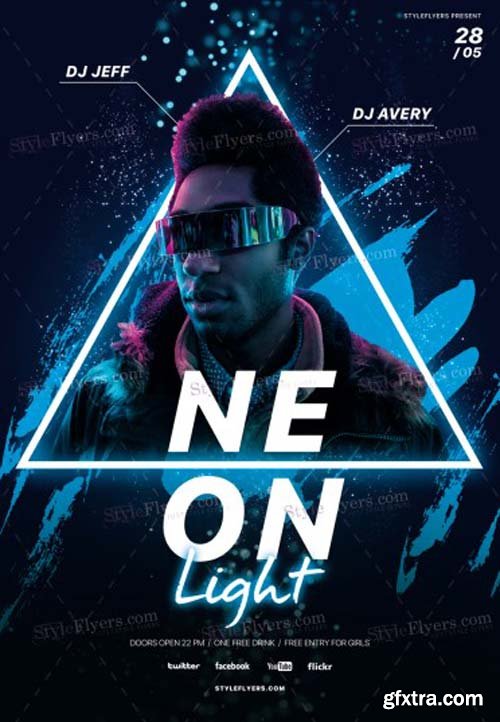 Neon Light V1 2019 PSD Flyer Template