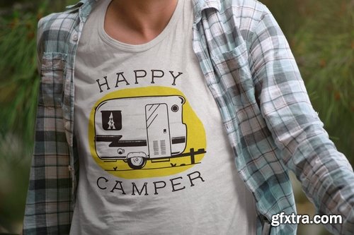 Happy Camper Logo Retro Travel RV Camping Badge