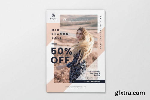 Fashion Mid Season Sale AI and PSD Flyer