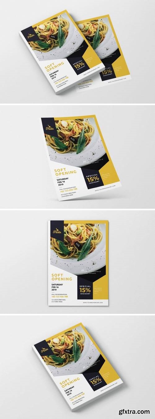 Food Pasta Restaurant Opening AI and PSD Flyer