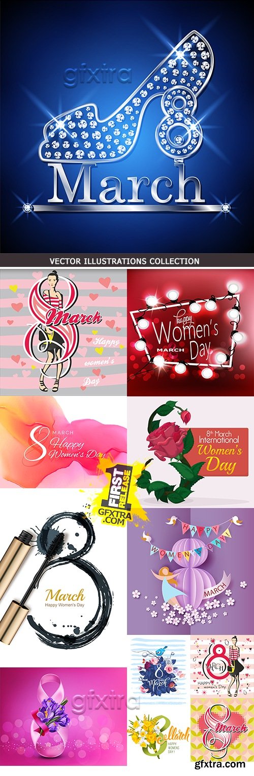 Women\'s Day March 8 decorative flowers design collection 3