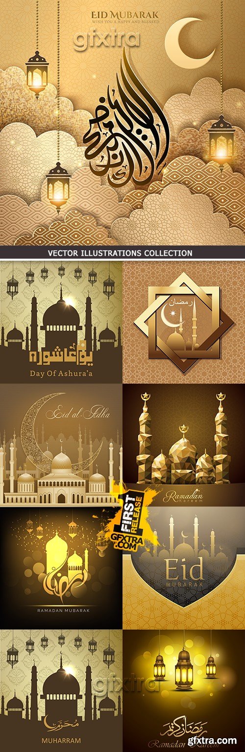 Ramadan Kareem muslim culture collection illustrations