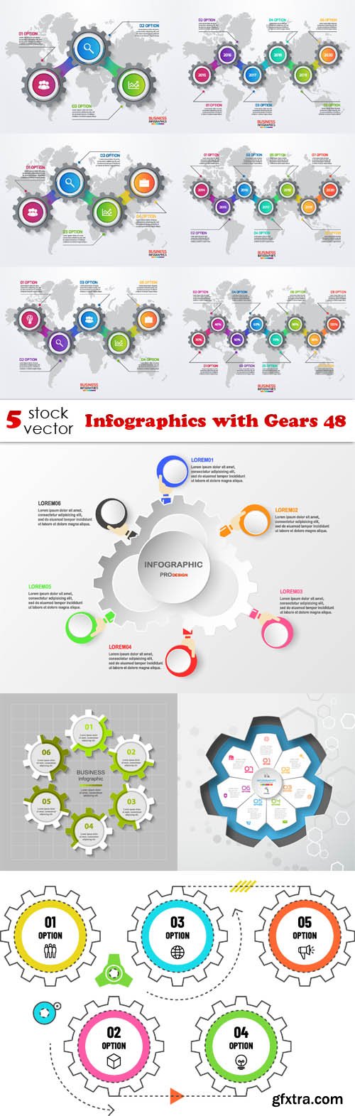 Vectors - Infographics with Gears 48