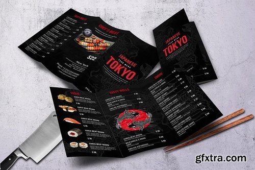 Oriental Trifold Food Menu Bundle