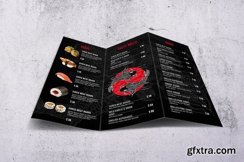 Oriental Trifold Food Menu Bundle