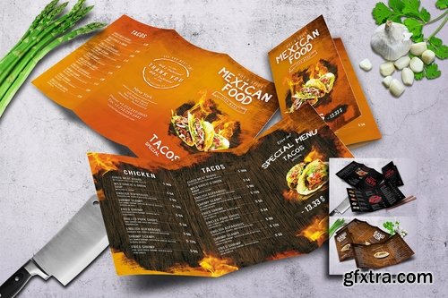 Oriental Trifold Food Menu Bundle