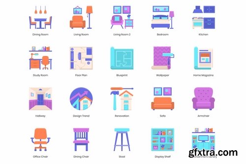 128 Interior Icons Violet Series