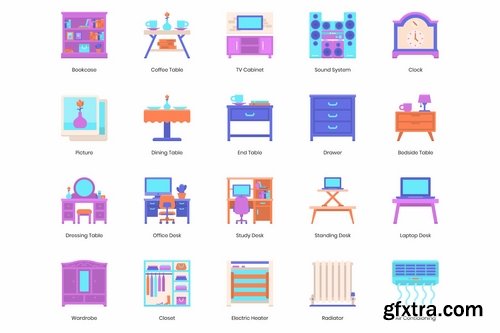 128 Interior Icons Violet Series