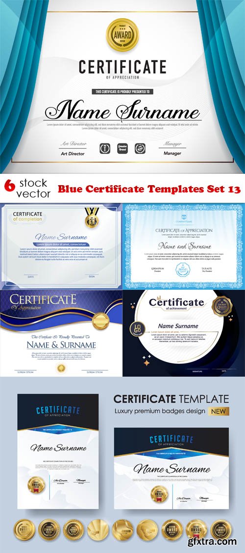 Vectors - Blue Certificate Templates Set 13