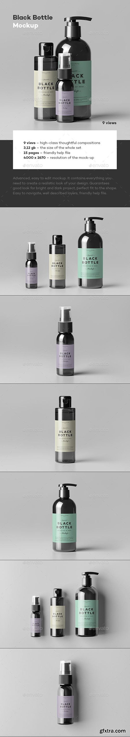 Graphicriver - Black Bottles Cosmetic Mockup 23345177