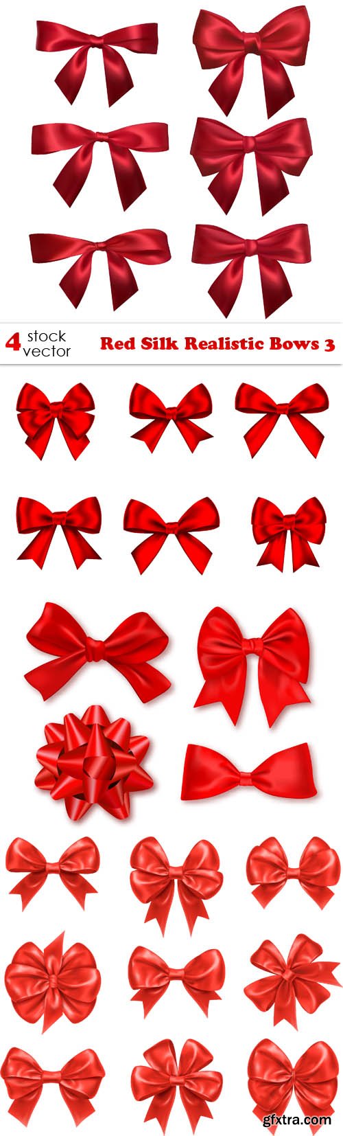 Vectors - Red Silk Realistic Bows 3