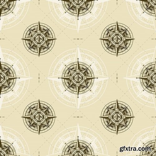 Seamless Vintage Nautical Wind Rose Pattern