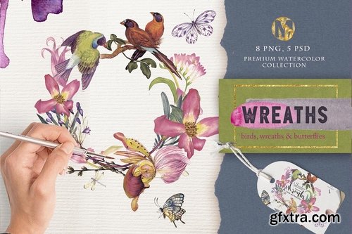 Watercolor wreaths psd, png