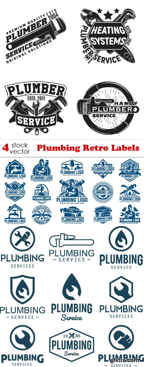 Vectors - Plumbing Retro Labels