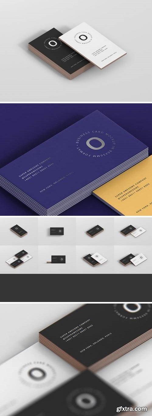 Business Card Stack Mockup 90x50 Format