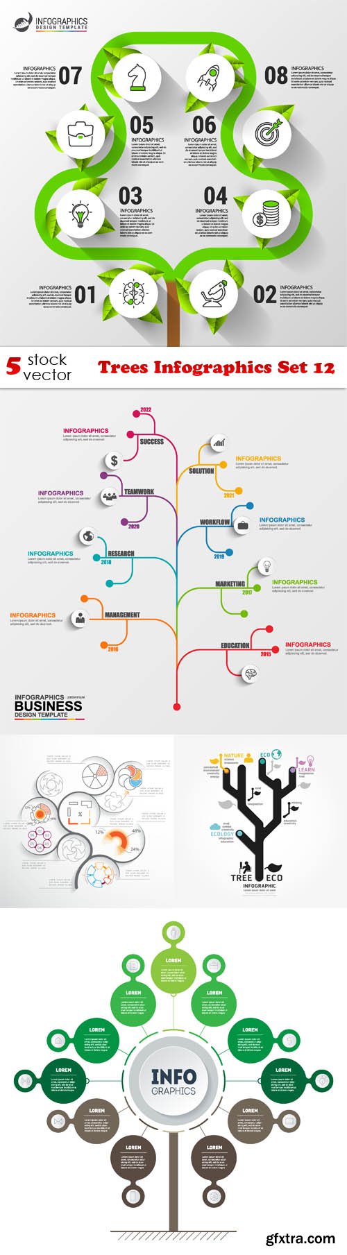 Vectors - Trees Infographics Set 12