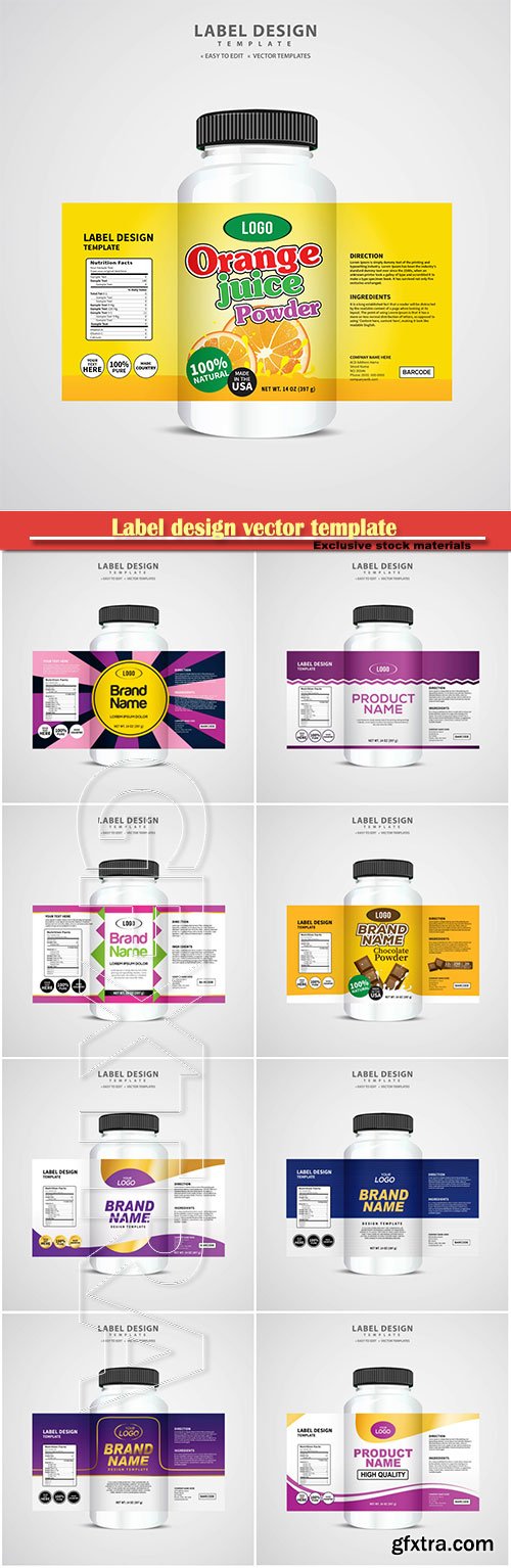 Label design vector template, brand name