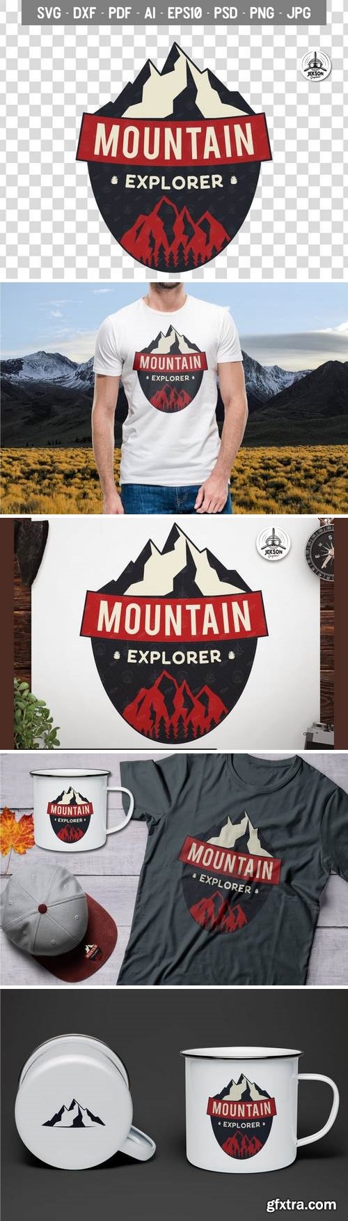 Mountain Explore Badge / Vintage Travel Logo Patch