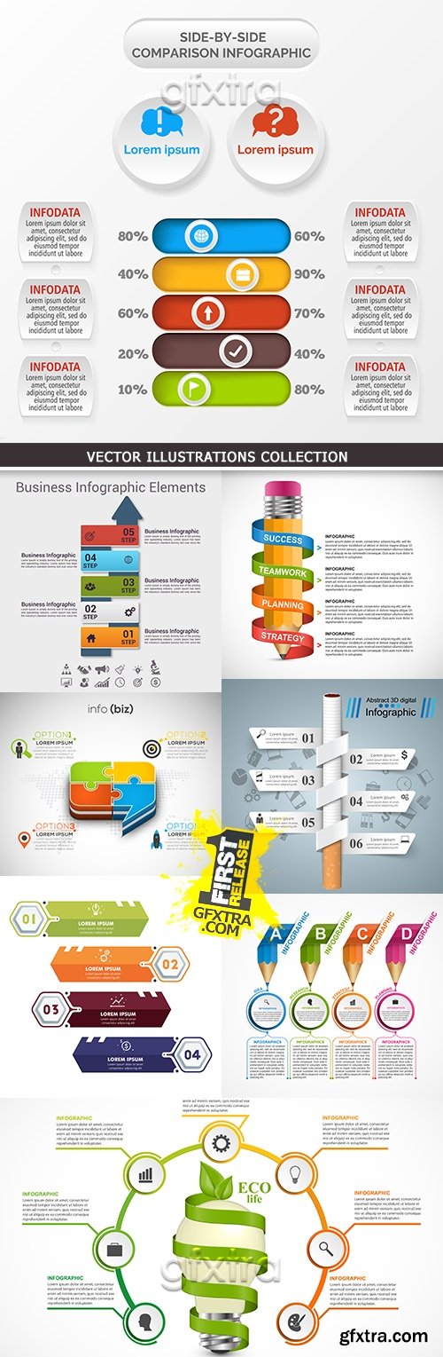 Business infographics options elements collection 37