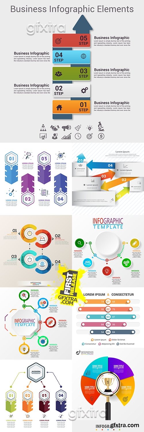 Business infographics options elements collection 37