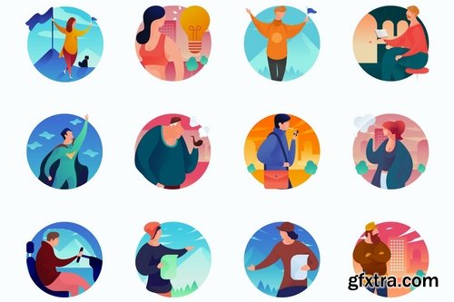 Activities Curvy People Concept Illustrations