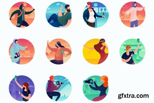 Activities Curvy People Concept Illustrations