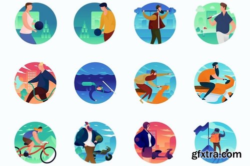 Activities Curvy People Concept Illustrations