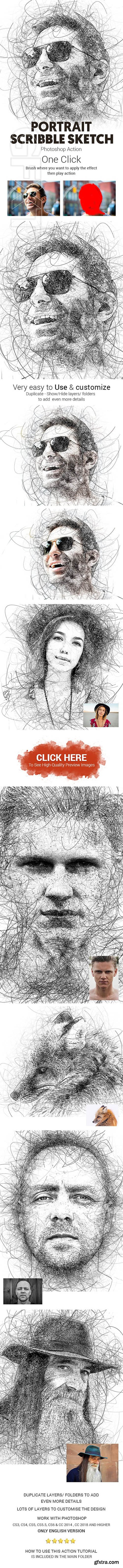 GraphicRiver - Portrait Scribble Sketch Art Photoshop Action 23191265