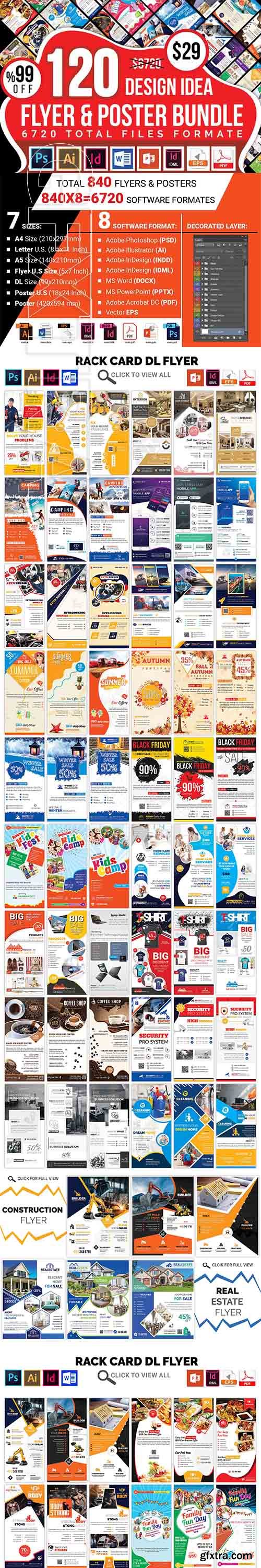 CreativeMarket - 120 Corporate Flyer &amp; Poster Bundle 3378762