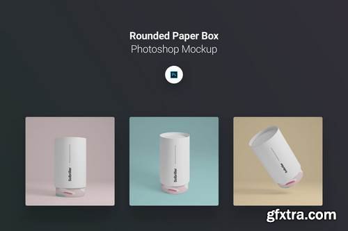 Rounded Paper Box Photoshop Mockup Pack