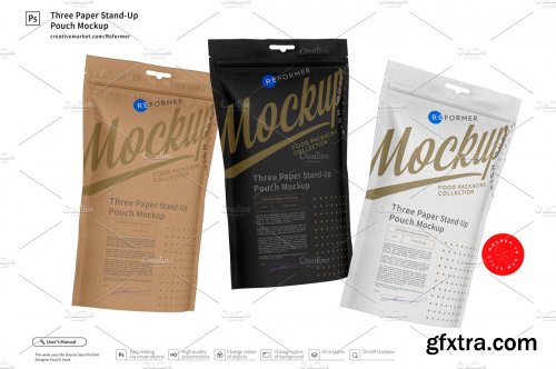 Three Paper Stand-Up Pouch Mockup 3331879