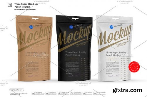 Three Paper Stand-Up Pouch Mockup 3331879