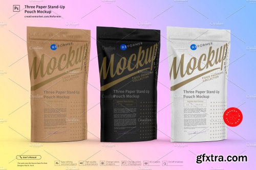 Three Paper Stand-Up Pouch Mockup 3331879