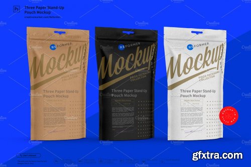 Three Paper Stand-Up Pouch Mockup 3331879